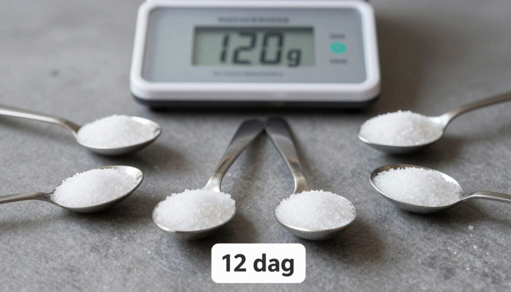 12 dag soli kuchennej odmierzone w łyżkach stołowych