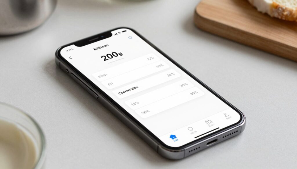 Aplikacja mobilna do przeliczania miar kuchennych na ekranie smartfona