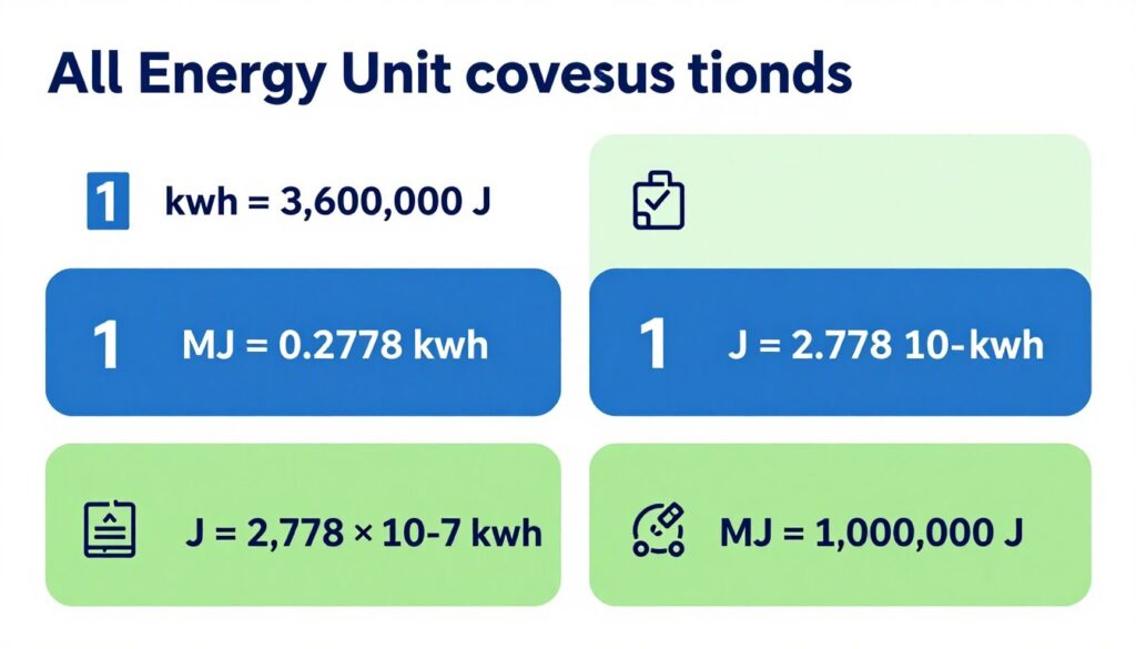 Infografika podsumowująca wszystkie przeliczniki energii omówione w artykule