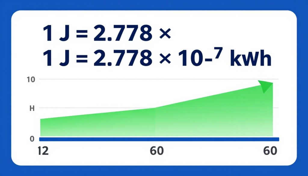 Infografika pokazująca przelicznik dżuli na kilowatogodziny z 1 kWh to ile j