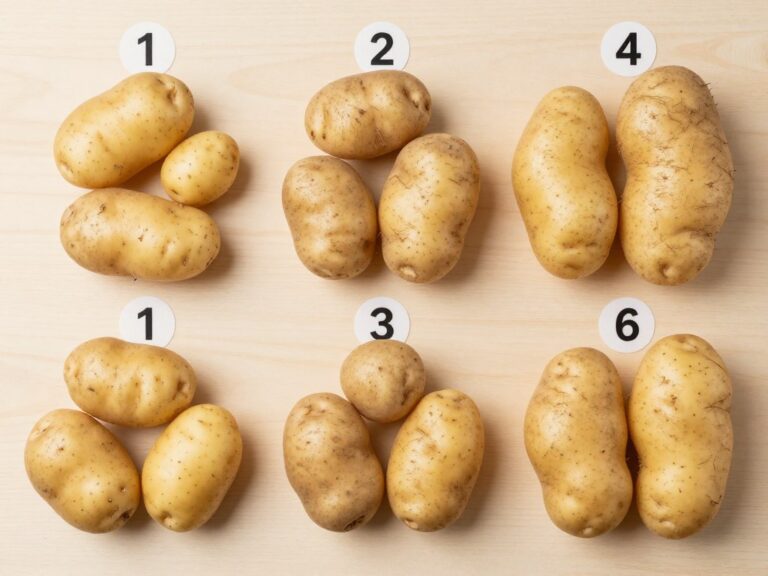 Kilogram ziemniaków różnej wielkości z oznaczeniem liczby sztuk