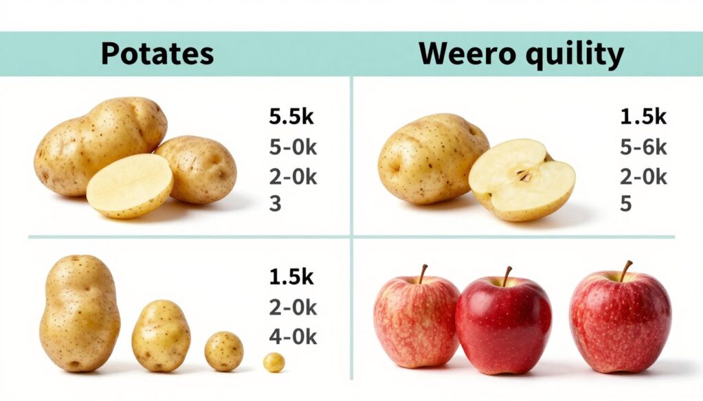 Podsumowanie przeliczników wagowych dla ziemniaków i jabłek