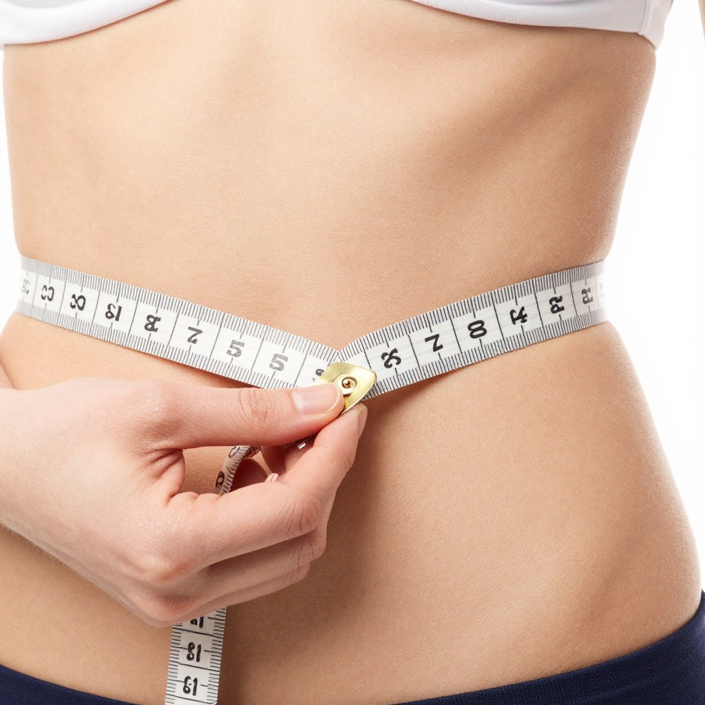 Pomiar obwodu talii centymetrem krawieckim