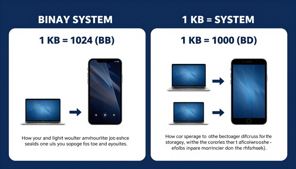 Porównanie systemu binarnego (1 KB = 1024 B) i dziesiętnego (1 KB = 1000 B) używanego przez producentów