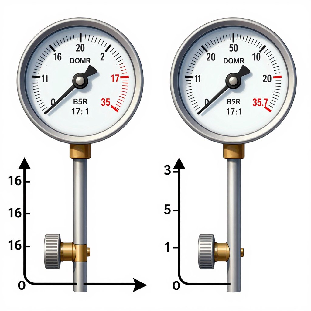 Porównanie teoretycznego i rzeczywistego ciśnienia dla stopnia sprężania 17:1