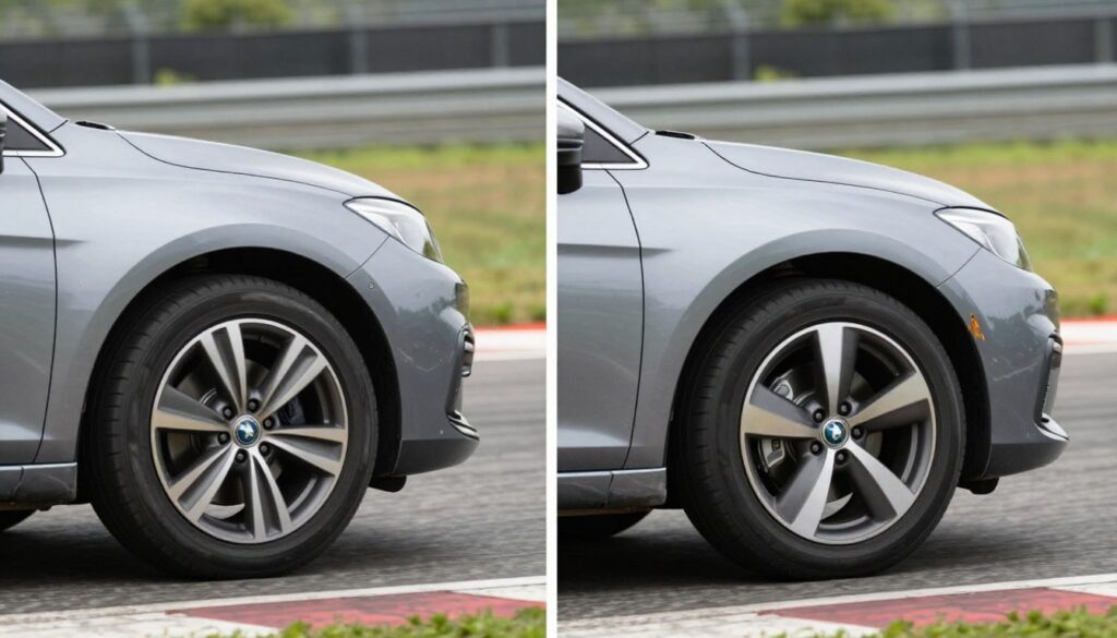 Porównanie zachowania samochodu z oponami o profilu 40 i 45 na zakręcie