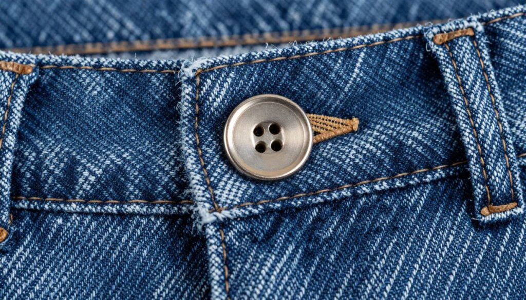 Prawidłowo zamontowany guzik do jeansów - efekt końcowy