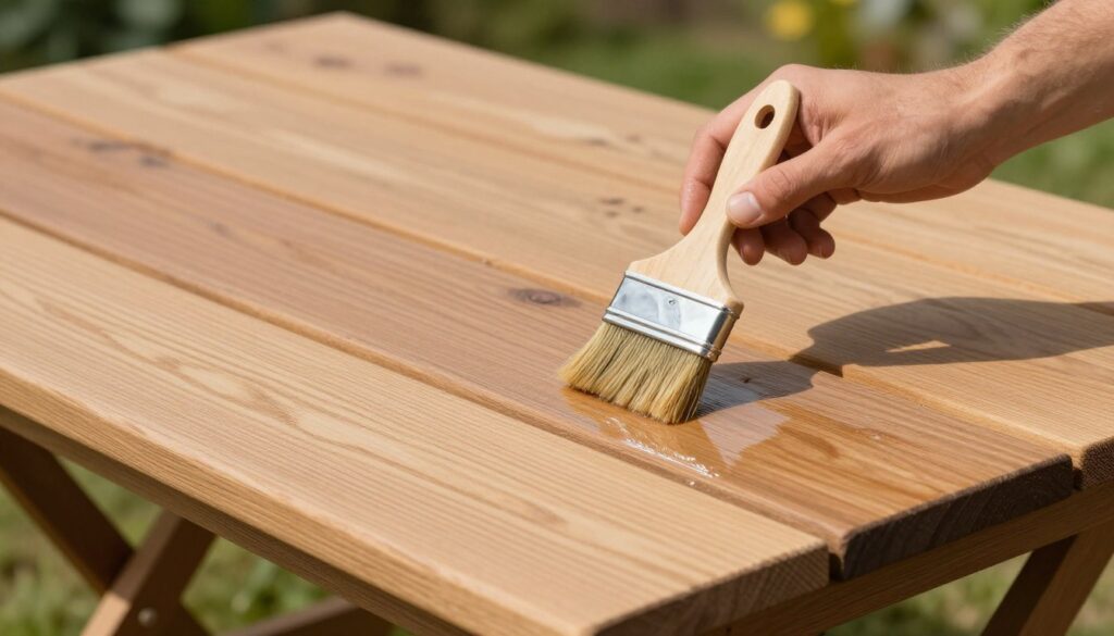 Proces impregnacji stołu do altany