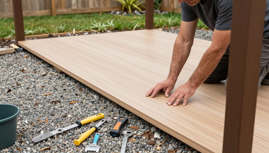 Proces wykonania podłogi w altanie ogrodowej