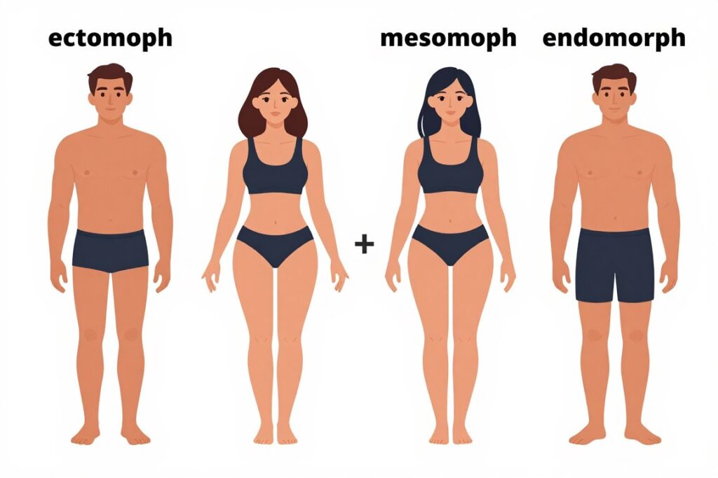 Różne typy sylwetek kobiet i mężczyzn