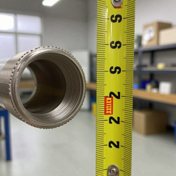 Rura 32 mm obok miarki pokazującej przeliczenie na cale