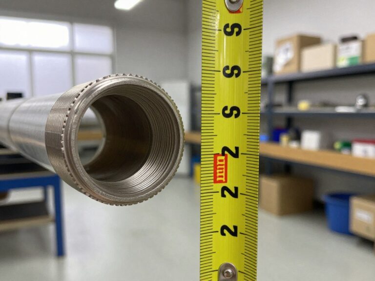 Rura 32 mm obok miarki pokazującej przeliczenie na cale