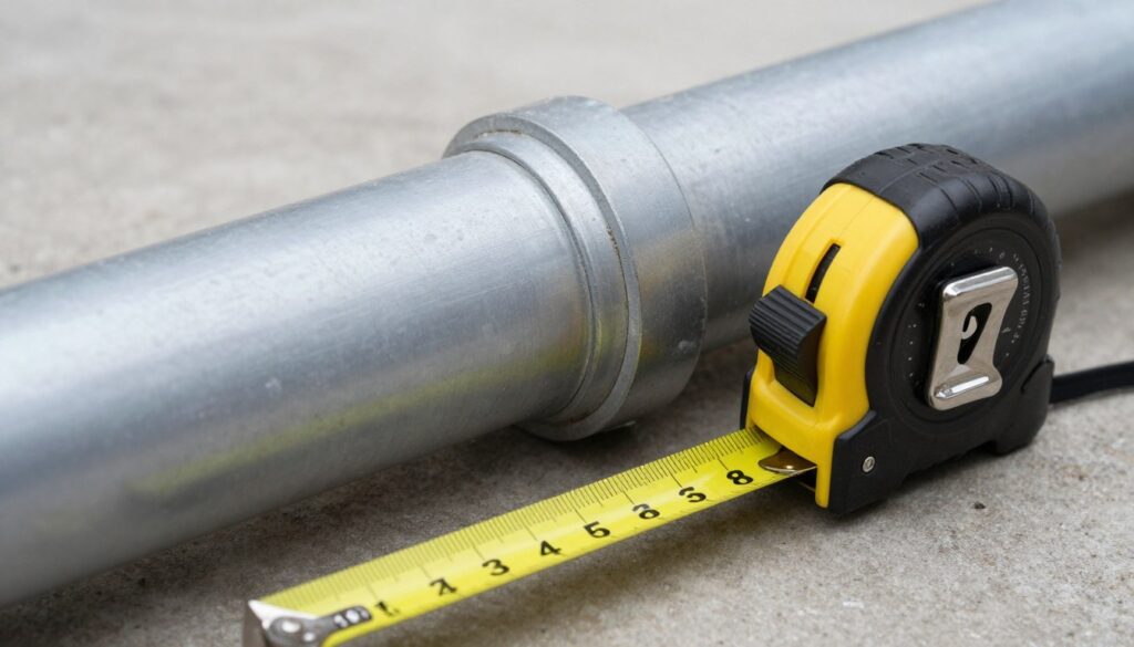 Rura o średnicy 120 mm z miarką pokazującą przeliczenie na centymetry