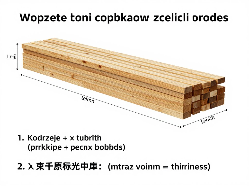 Schemat obliczania objętości desek w m3 i przeliczania na metry kwadratowe