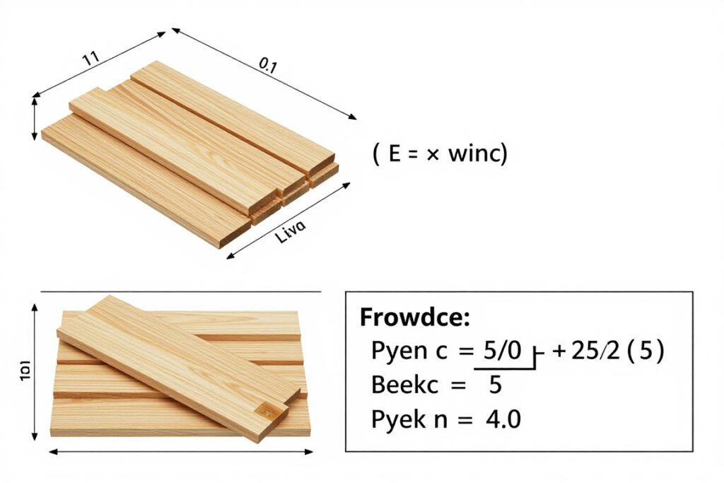 Schemat obliczania powierzchni desek w metrach kwadratowych