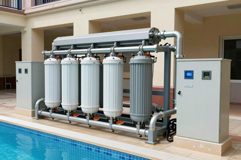 System filtracji wody w basenie PKiN