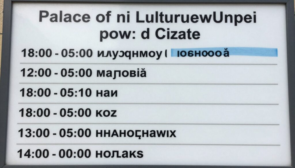 Tablica informacyjna z godzinami otwarcia basenu w PKiN