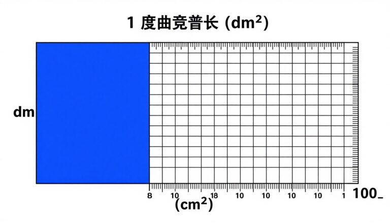 Wizualizacja porównująca 1 dm2 i 100 cm2 na siatce pomiarowej