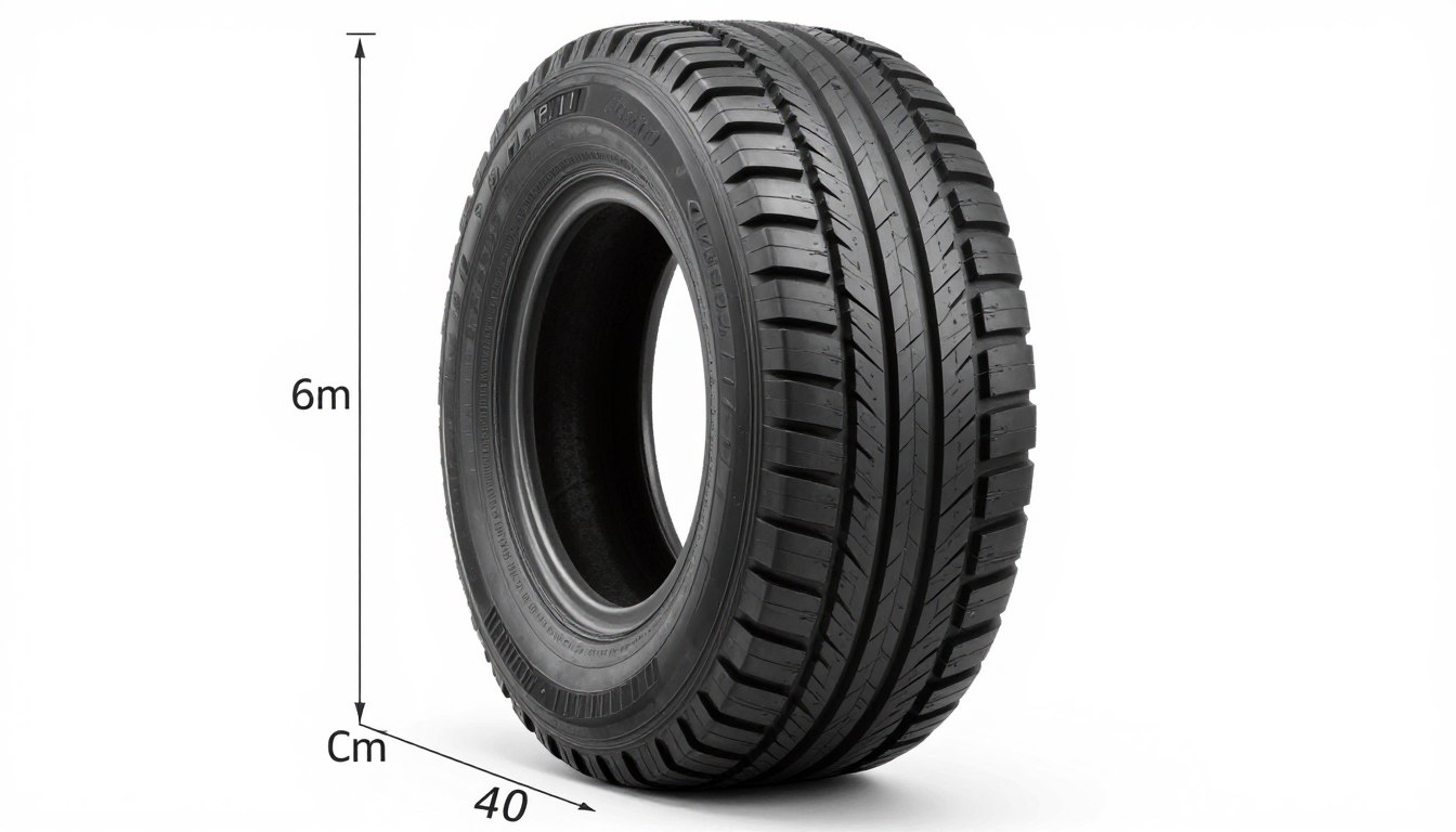 Wizualizacja profilu opony 40 z oznaczeniami wymiarów w centymetrach