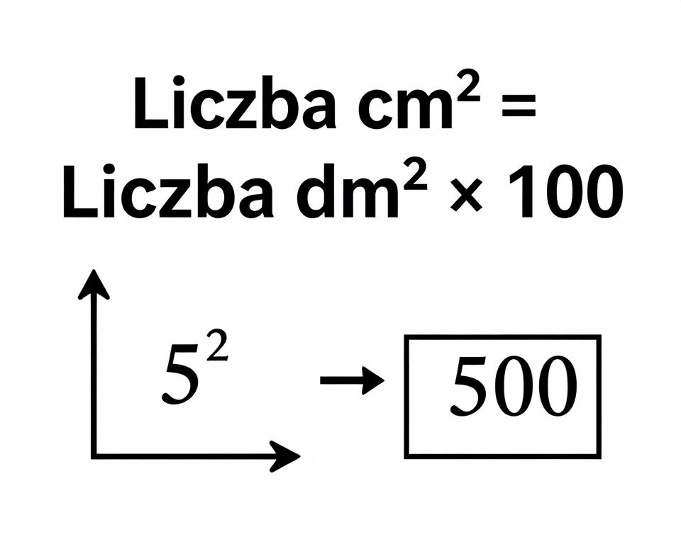 Wizualna reprezentacja wzoru przeliczania dm2 na cm2