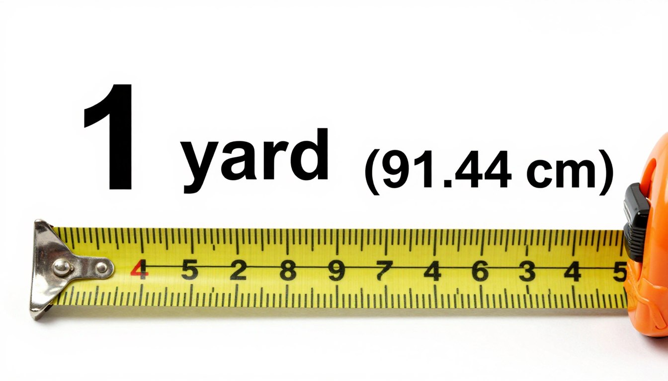 Wizualne porównanie 1 jarda do centymetrów na linijce pomiarowej