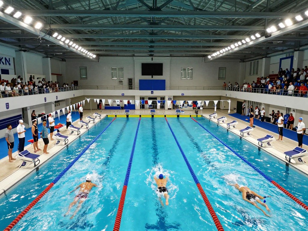 Zawody pływackie w basenie PKiN