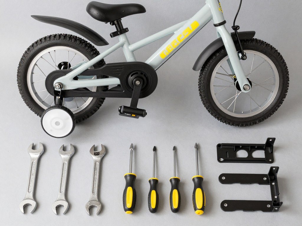 Kółka boczne do roweru dziecięcego oraz narzędzia potrzebne do ich montażu