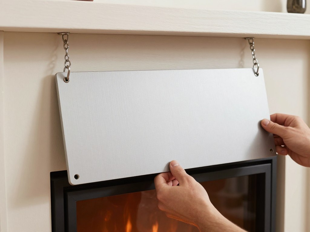 Montaż deflektora w kominku na hakach lub łańcuchach