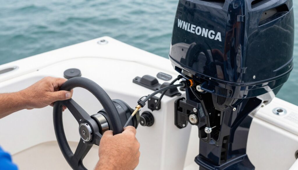 Montaż sterociągu do silnika łodzi Sygnalizatory Brań i Sterociągi: Montaż i Ustawienie