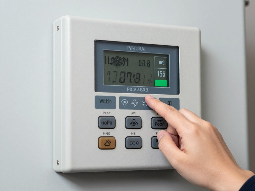 Panel sterownika pieca CO z ustawieniami dla dmuchawy