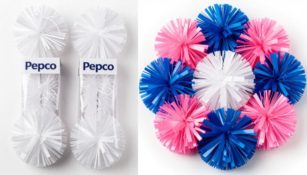 Pompony z Pepco przed i po rozłożeniu