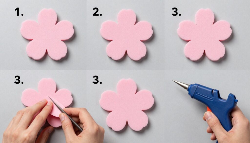 Proces tworzenia kwiatu z pianki dekoracyjnej krok po kroku