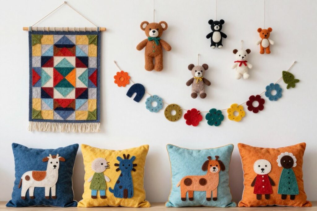 Różne projekty wykonane z filcu dekoracyjnego