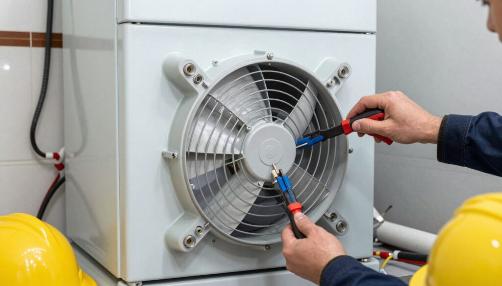 Montaż dmuchawy do pieca gazowego - widok elementów i połączeń